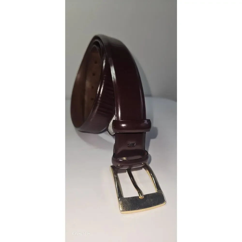 Men's Nordstrom Leather Maroon Glossy Stylish Timeless Formal Wear Belt 115/64